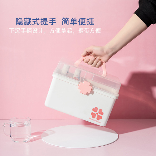Large-capacity medicine box, family medicine storage box, household portable epidemic prevention medicine box, large first aid box, medical box