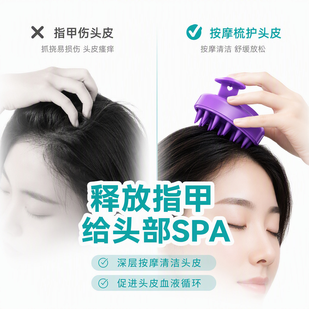 Temu Kopfhaut-Massagebürste Haarwaschgerät Shampoo-Kamm Haarbürste Massagewerkzeug Silikon-Kamm Kopfhautscaler.