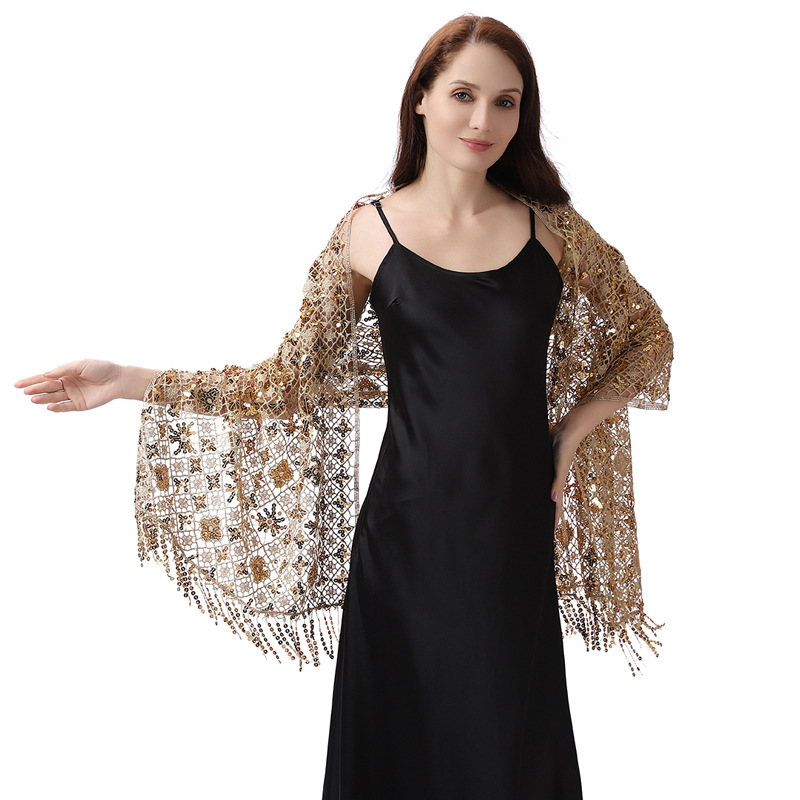 Small Floral Water Soluble Sequin Shawl Bridesmaid Evening Dress Cheongsam Shawl Prom Party Banquet Shawl Women