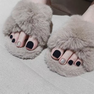 J-14 phototherapy black flashing toenail cross-border color manual phototherapy fake nails wearing nail patch Wholesale Wholesale