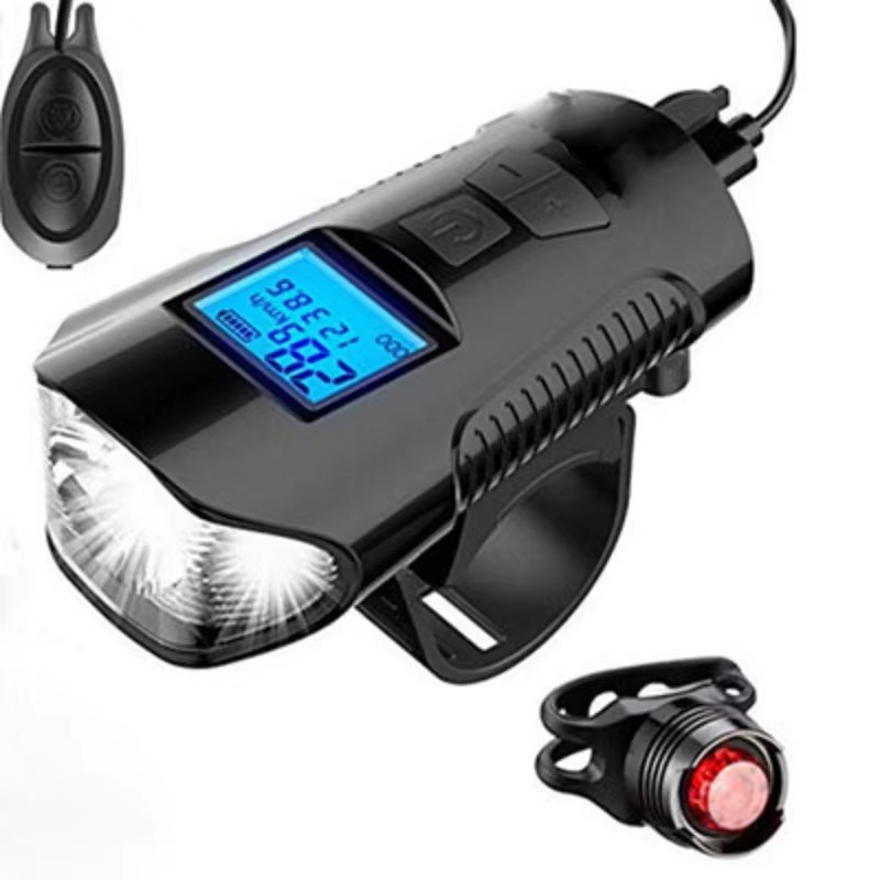 Mountain Bike Light Night Riding USB Charging Light T6 Flashlight Bicycle Horn Cycling Computer Headlight