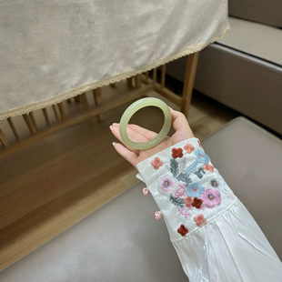 Jin Yutang Xinjiang Hotan Jade Bracelet Ice Bottom Tea Sunny Filled with Clear Poetic 57.5/12 Like Breeze and Drizzle