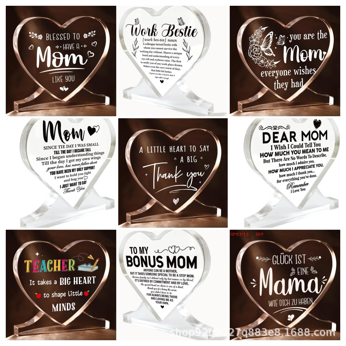 新款跨境亚马逊爱心摆件送母亲节日礼品桌面装饰品亚克力摆件