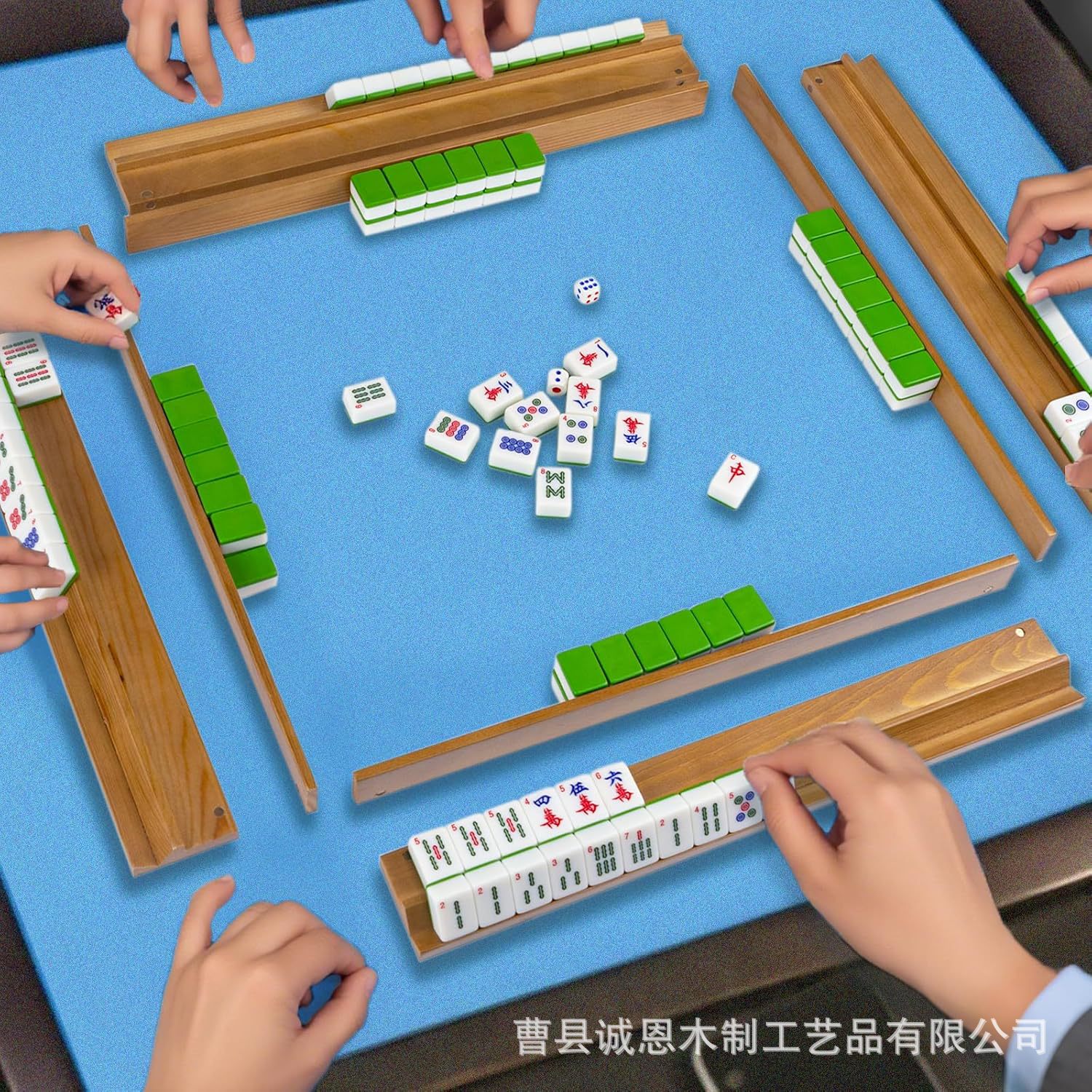 木质麻将推板麻将架带推杆松木麻将托盘麻将理牌尺美国麻将排尺