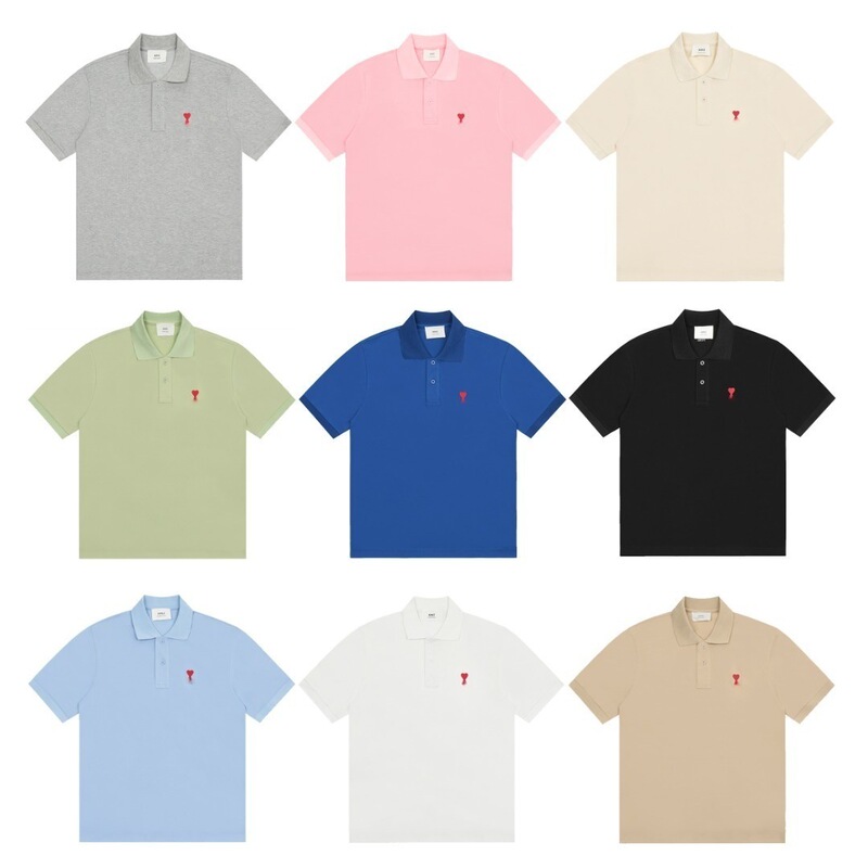Am1 French Fashion Brand Spring and Summer New Letter Embroidery Unisex Short-Sleeve Polo Shirt Series