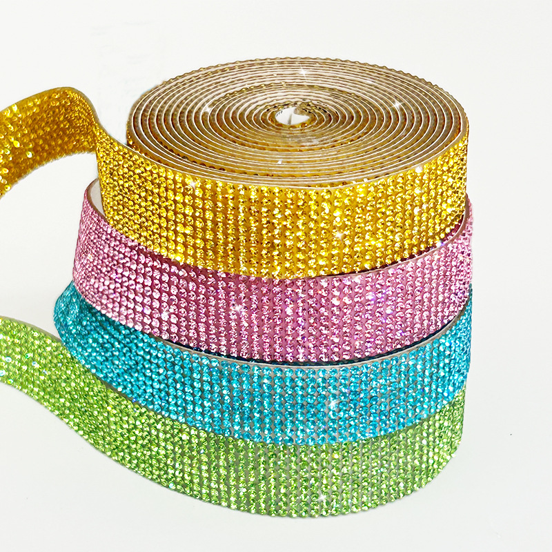 Tela de diamantes de imitación, cinta de diamantes de imitación de vidrio, accesorios de ropa, tiras de diamantes, decoración del hogar, fila de diamantes, accesorios de joyería, diamantes de imitación, diamantes de flash autoadhesivos