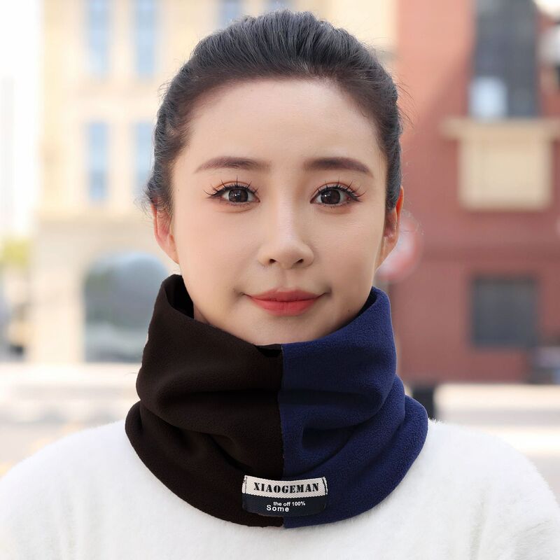 围脖秋冬双层奥利绒加厚保暖脖套户外时尚男女款柔软围巾拼色套头|undefined