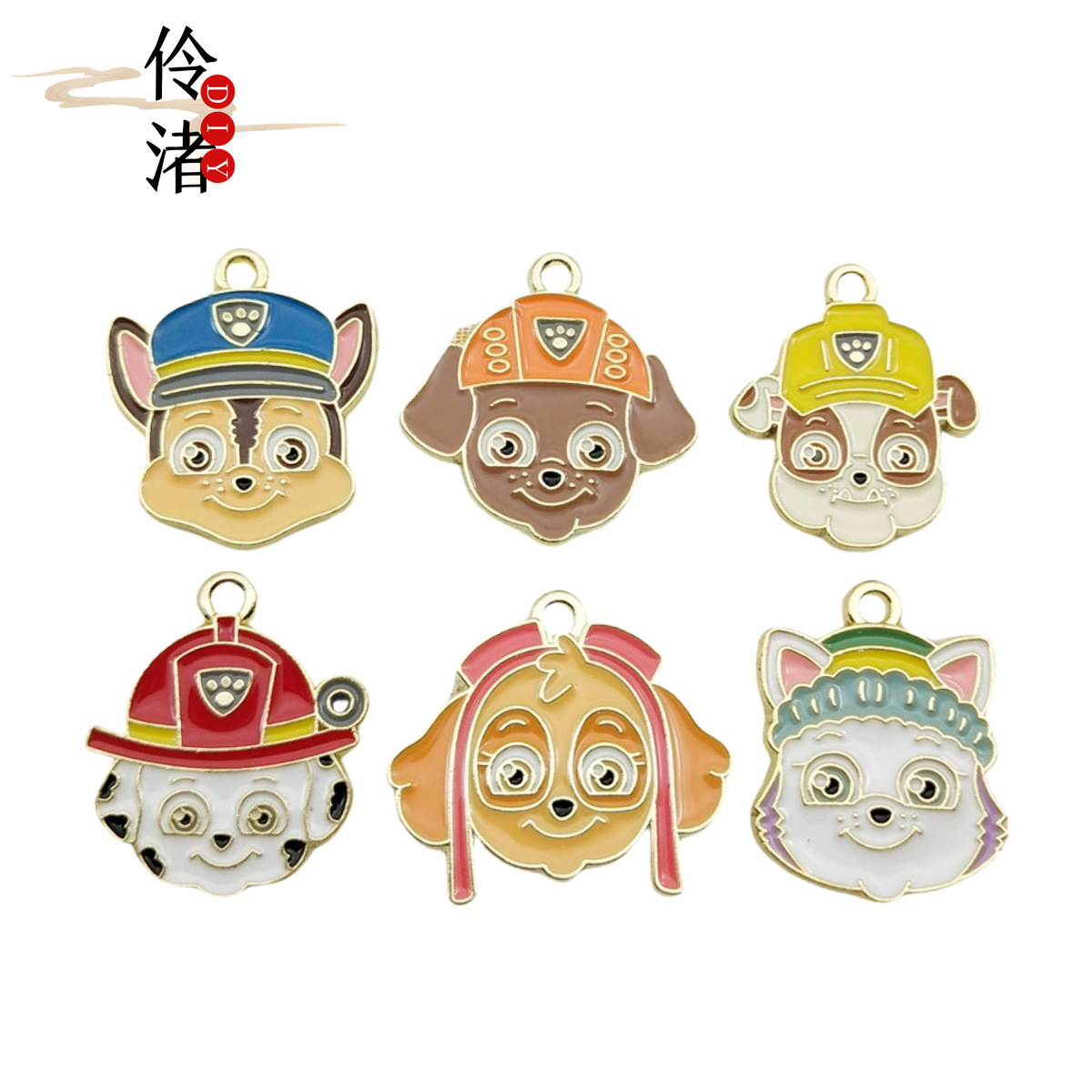 왕 왕 팀 PAW 순찰 합금 오일 드롭 액세서리 만화 손 로프 휴대 전화 펜던트 목걸이 펜던트 키 체인