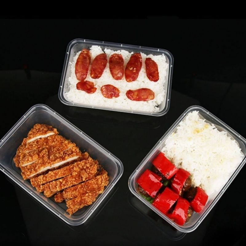 使い捨て弁当箱、食品グレードの透明ホテルレストラン長方形テイクアウト包装箱、在庫あり、即発送可能|undefined