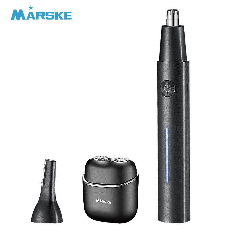Tubo de aluminio metálico transfronterizo cortador de pelo de nariz eléctrico pintura para hornear recargable multifuncional reparador de pelo de afeitado de nariz dos en uno image 28