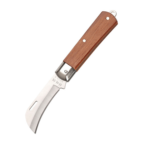 Wholesale Electrician's Knife Wooden Handle Folding Straight Blade Curved Blade Multi-functional Special Steel Skinning Wire Knife Electrical Knife Tool