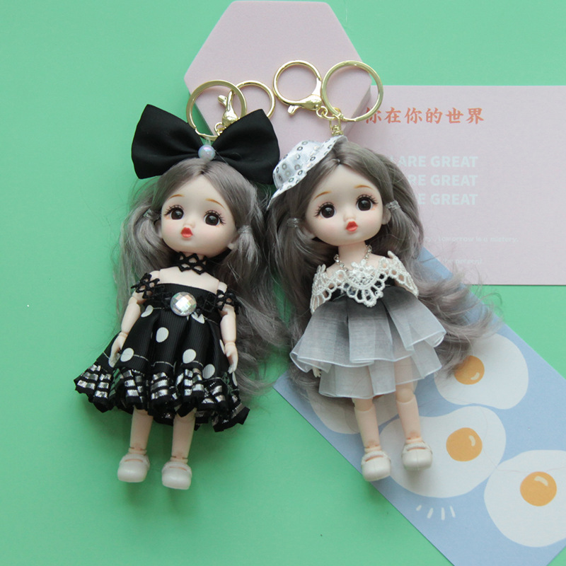 Cute keychain doll Barbie doll pendant student schoolbag accessories girl birthday gift holiday gift