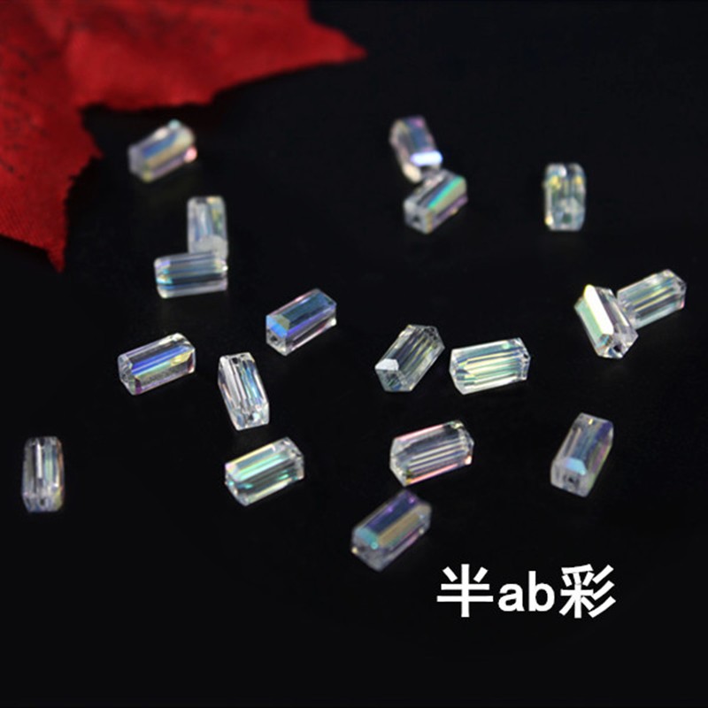 廠家直銷234mm長方條方形珠子DIY婚紗禮服飾配件玻璃水晶散珠批發