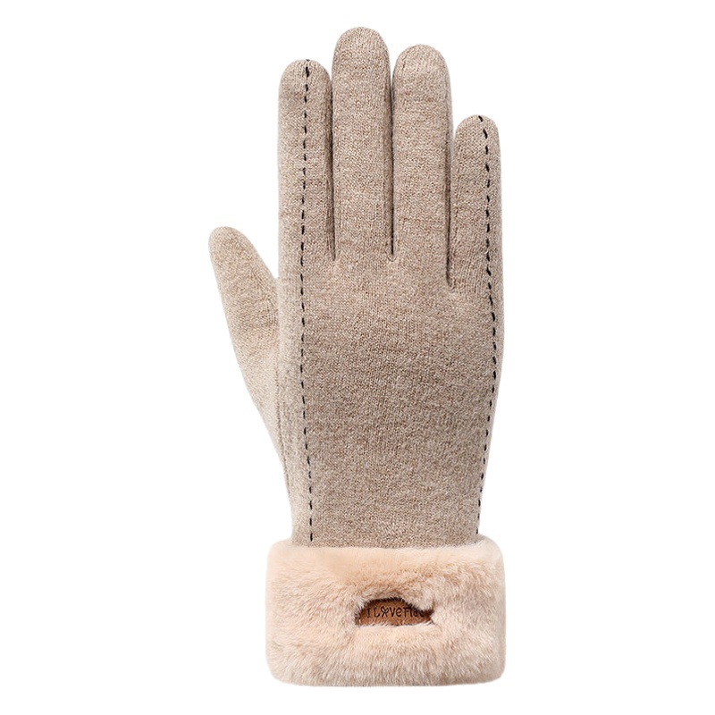 Nueva cachemira guantes de lana para las mujeres invierno lindo ciclismo cálido forro polar engrosada pantalla táctil a prueba de frío esquí fábrica al por mayor