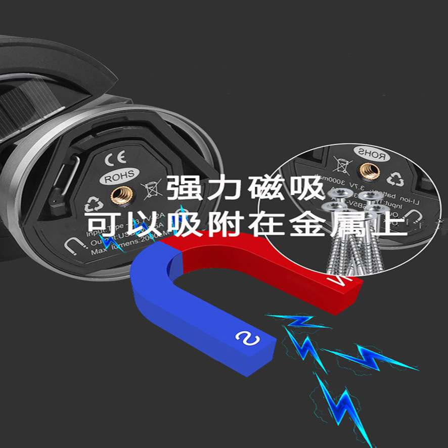 Transfronterizos nueva lámpara de trabajo incorporada recargable lámpara de camping magnética fuerte al aire libre impermeable lámpara de camping solar multifuncional