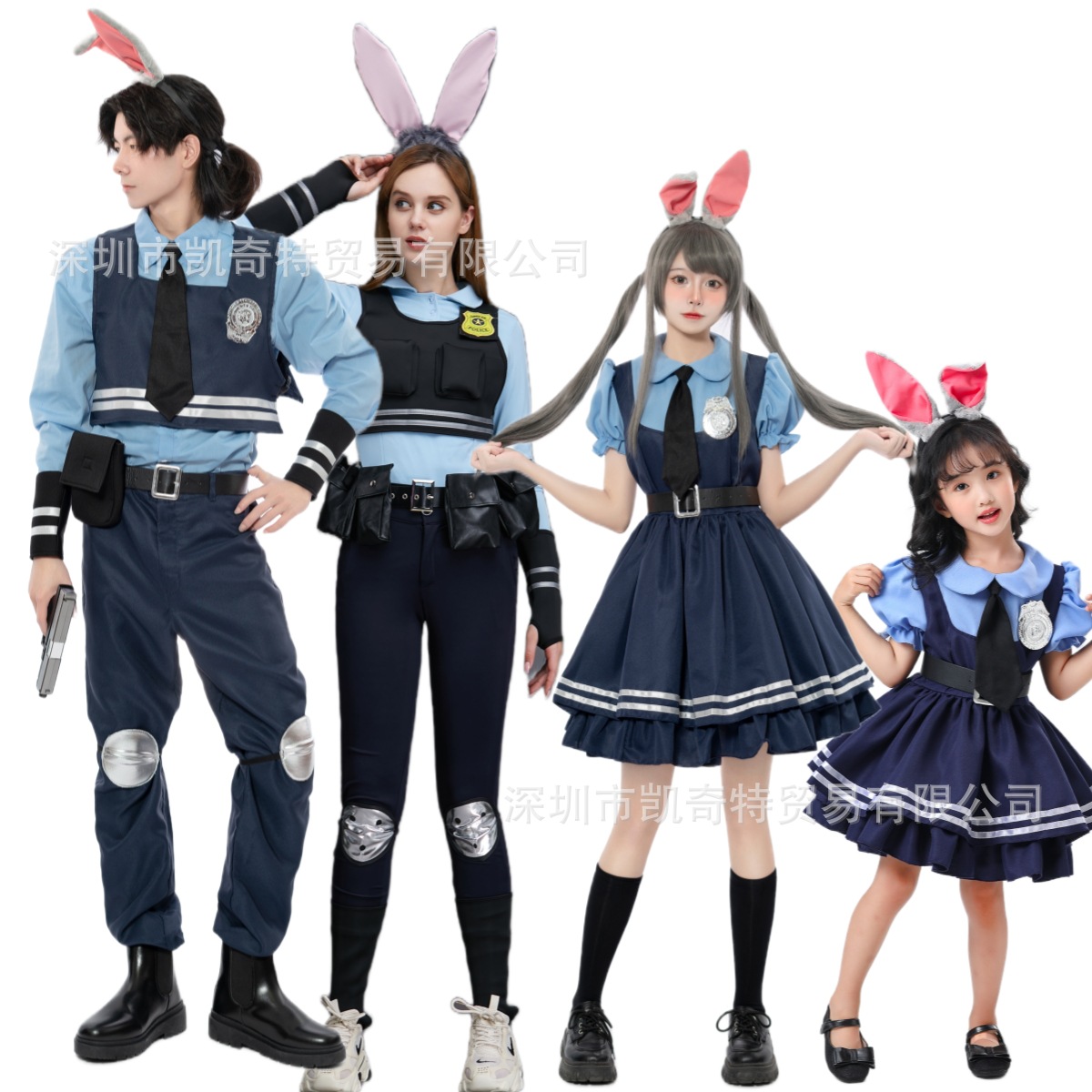 Halloween Costume Crazy Animal City Male and Female Parent Judy Rabbit Police Officer Cos Costume Full Couple Stage Costume