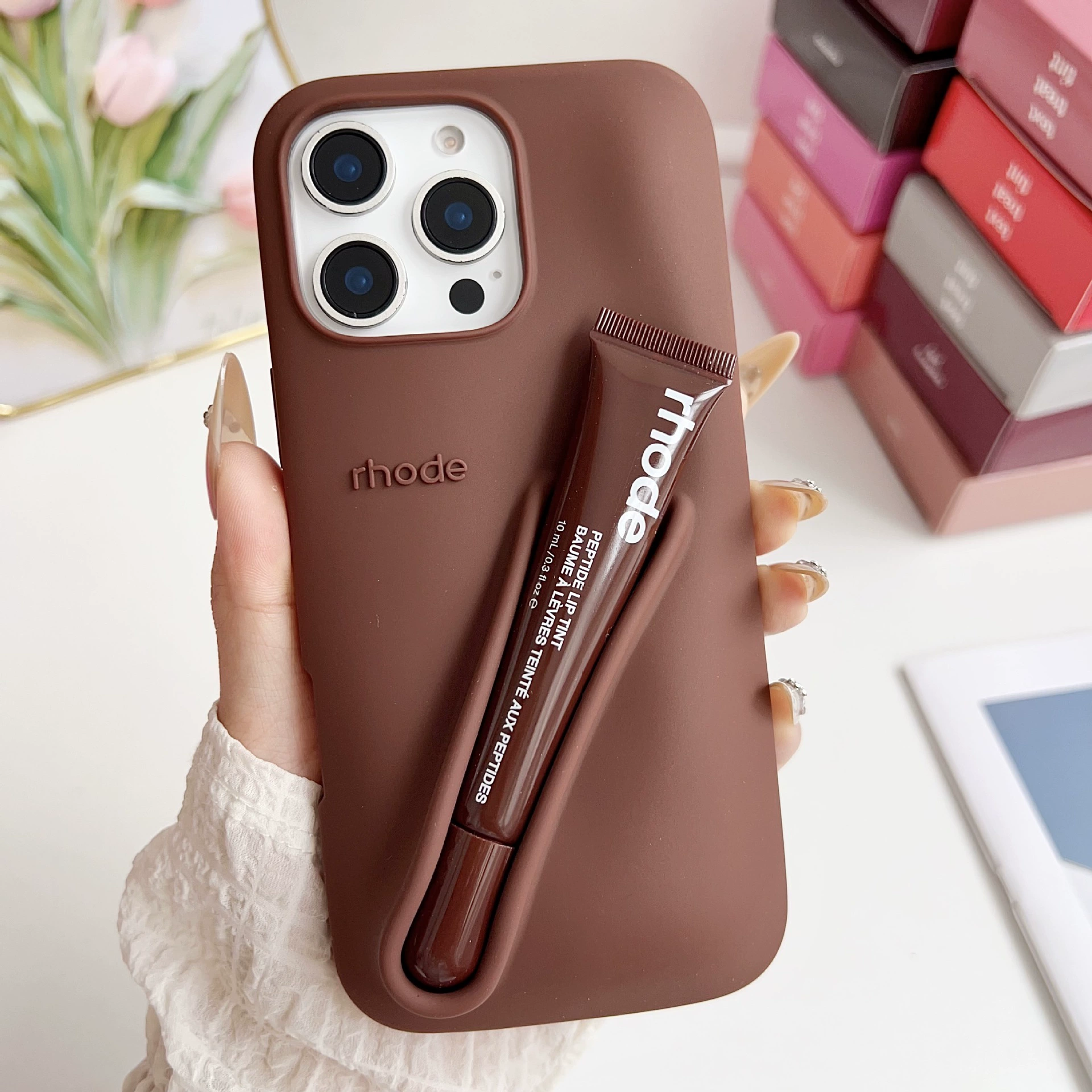 Чехол для телефона (Rhode) с Lip-Gloss силиконовый чехол, нескользящий, совместим с iPhone 11–17/Plus/Pro/Max