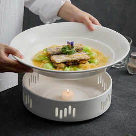 酒店餐具专用明炉陶瓷干锅盘子创意特色蜡烛加热保温菜盘汤盘商用