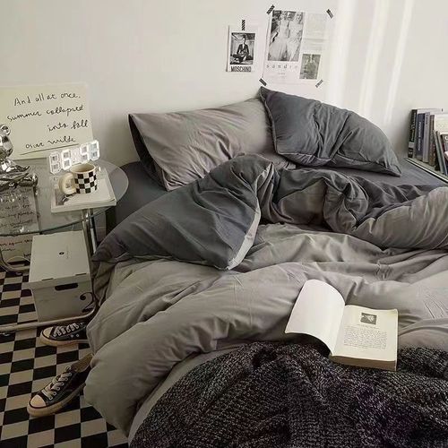The Antarctic People four-piece set of washed cotton bed sheets and duvet cover bedding set for student dorms, three-piece set of all-season duvet cover