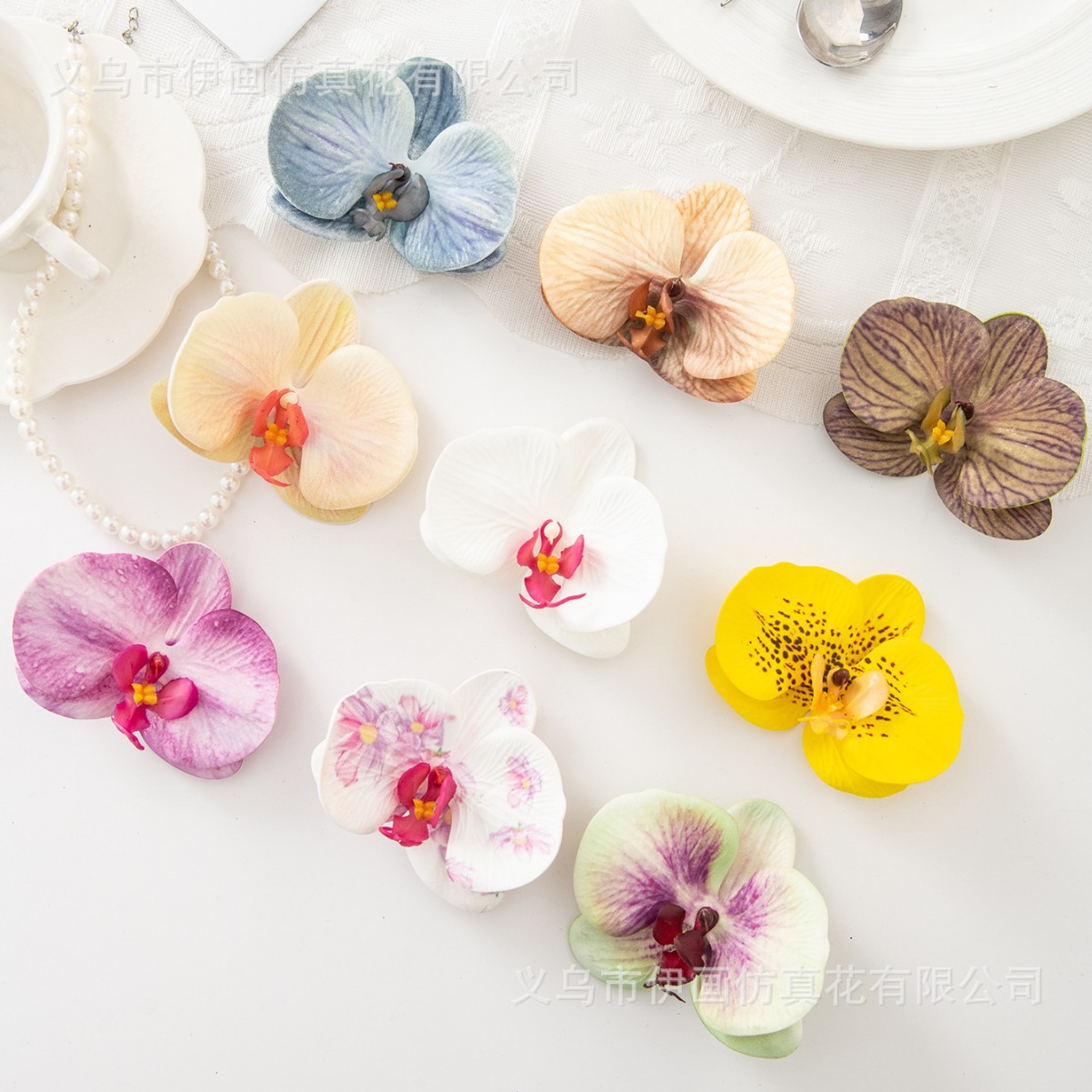 Simulated Internet Celebrity Souvenir 3D Silicone Cotton Butterfly Orchid Head Overseas Supply Wedding Gift Design Decorative Artificial Flowers