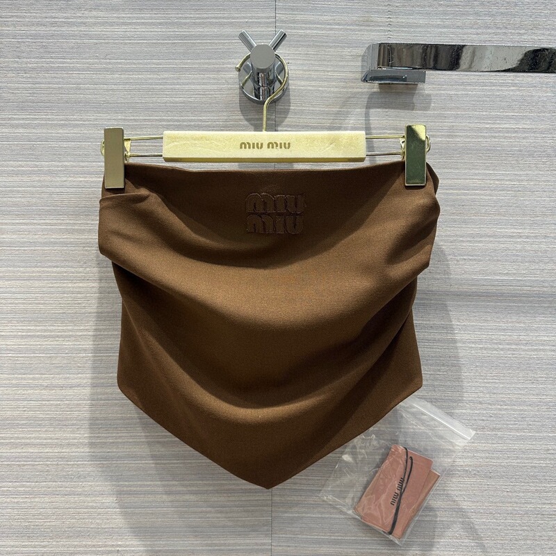 mm家24ss新款松紧腰半裙+刺绣字母抹胸露背设计时尚套装可盐可甜|undefined