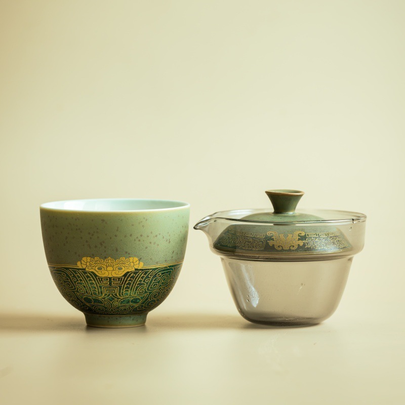 三星堆便携式陶瓷快客杯一壶一杯单人户外出差一人饮旅行茶具套装|undefined
