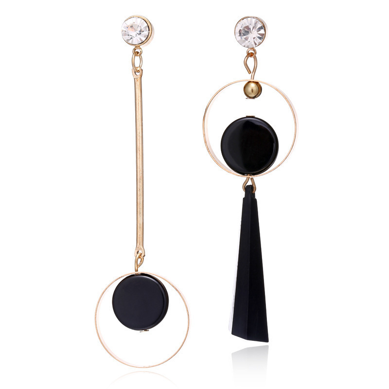 Asymmetric AB version circle European and American fashion exaggerated long earrings South Korea personality stud earrings for women