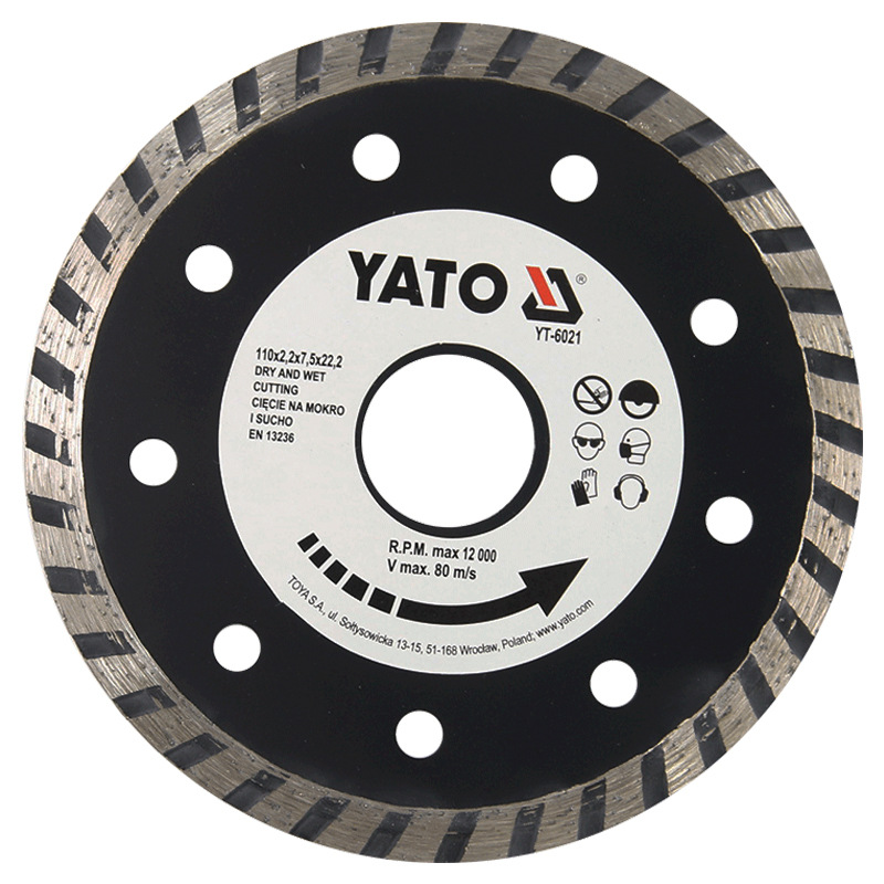 易尔拓（YATO）金刚石切片带孔圆锯片云石片瓷砖切割片角磨机云石