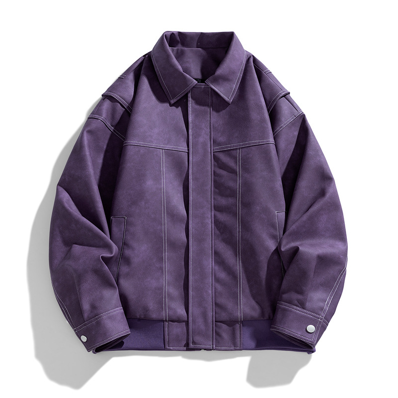 Men's Clothing Retro Lapel Leather Jacket Men Couple Snowflake Velvet Fabric Leather Jacket Men_voghion.com