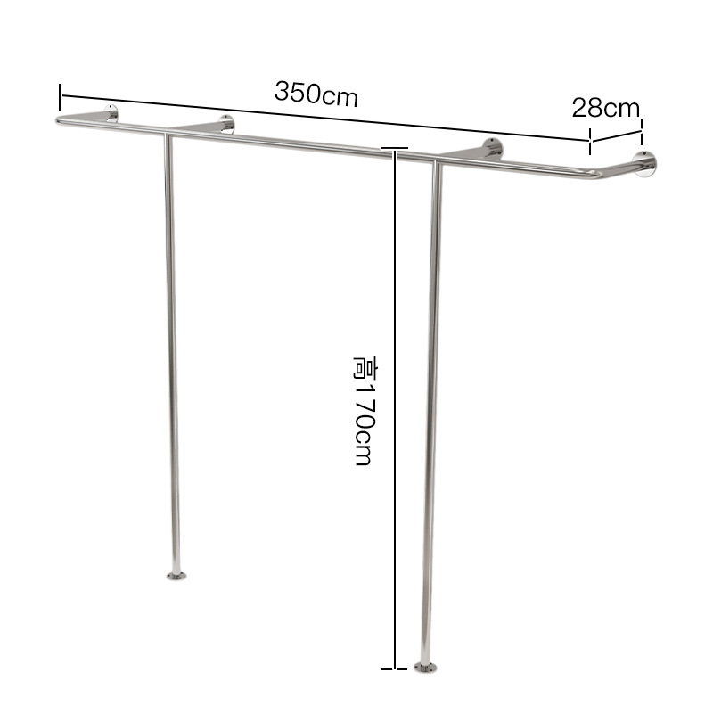 실버 스테인레스 스틸 바닥 스탠딩 T 자형 길이 350CM 높이 170CM