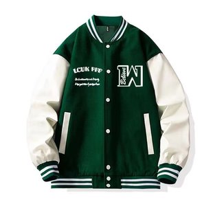 Autumn American Street Hip-Hop Flocked Color-Blocked Baseball Jacket Men's Trendy Brand Loose and Versatile Couple Casual Jacket