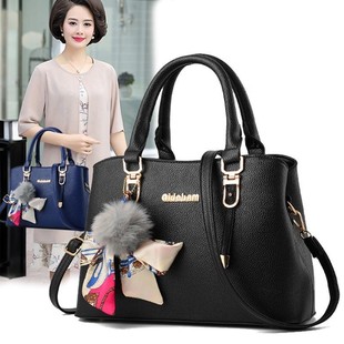 Genuine Leather Texture Large-Capacity Middle-Aged Mother Bag Fashionable Simple Handbag Versatile Shoulder Crossbody Bag Women's Large Bag