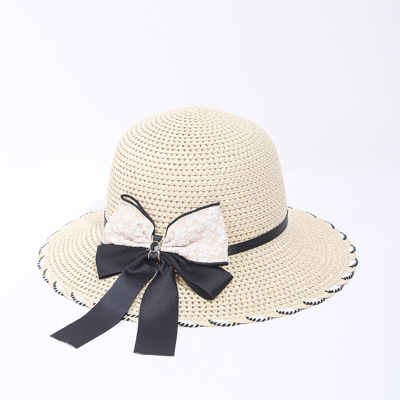 Women's Simple Style Color Block Flat Eaves Straw Hat display picture 1