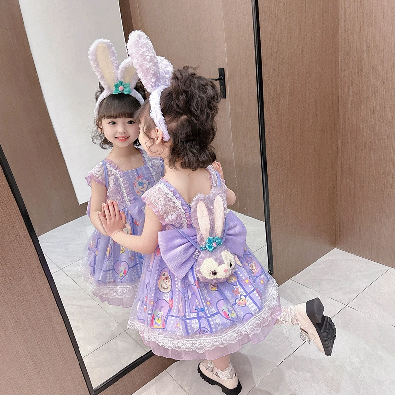Children's summer small princess costume, short sleeve dress, girl's skirt, Lolita style, tutu skirt