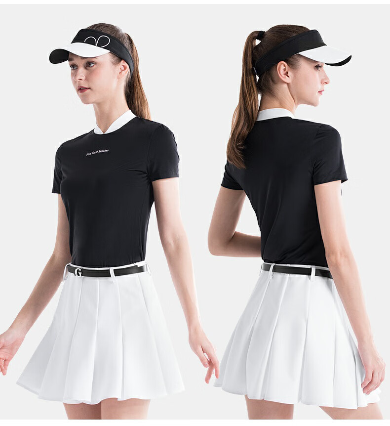 Áo chống nắng golf nữ lụa băng tay ngắn phối váy xếp ly — Áo trắng YF667 [lụa lạnh/chống nắng UPF50], Áo Đen YF667 [lụa lạnh/chống nắng UPF50], Áo phấn hoa anh đào YF667 [lụa lạnh/chống nắng UPF50], YF667 Ice Crystal Blue Top [mát lạnh lụa/chống nắng UPF50] chi tiết 14