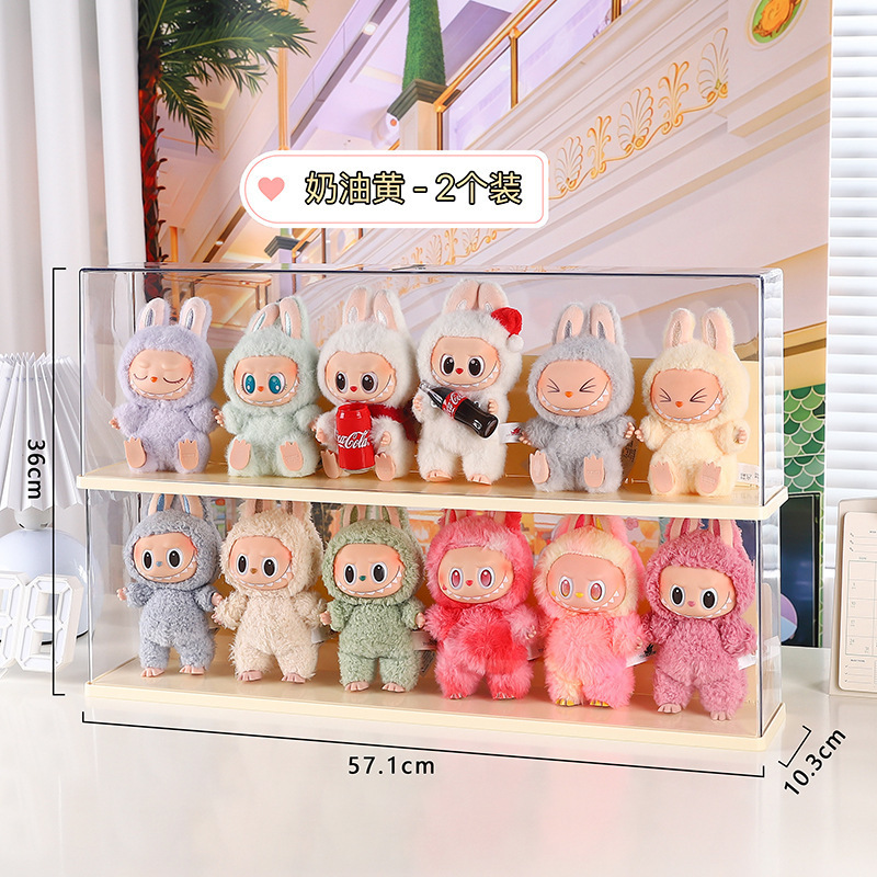 拉布布搪胶毛绒公仔收纳盒展示架适用泡泡玛特盲盒手办透明防尘柜|undefined