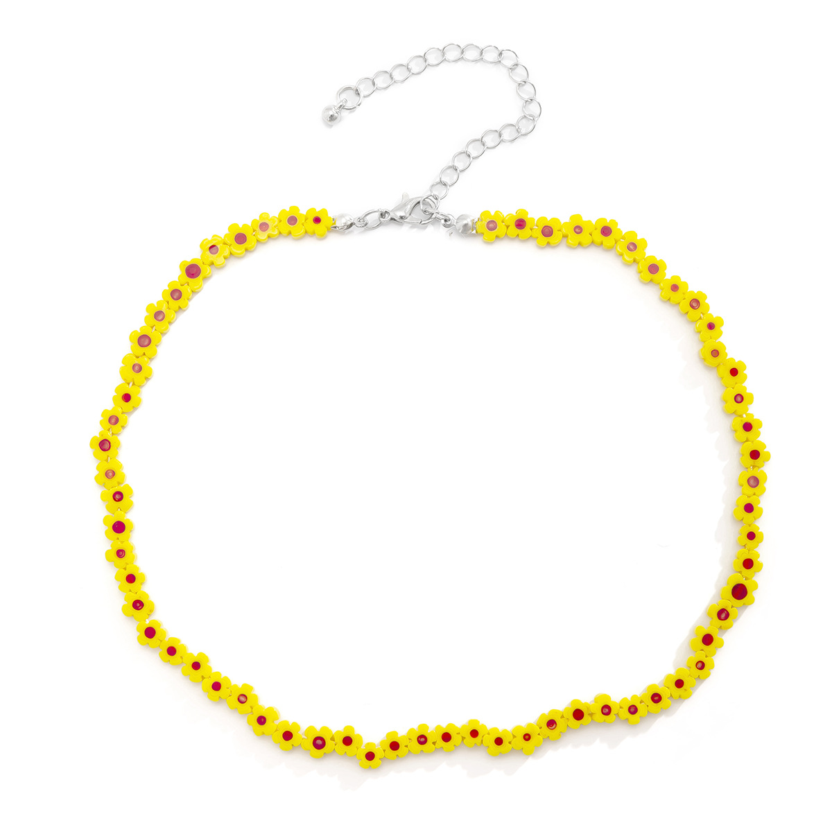 彩色编织千禧风琉璃雏菊花朵颈链锁骨链欧美小众复古甜酷辣妹项链