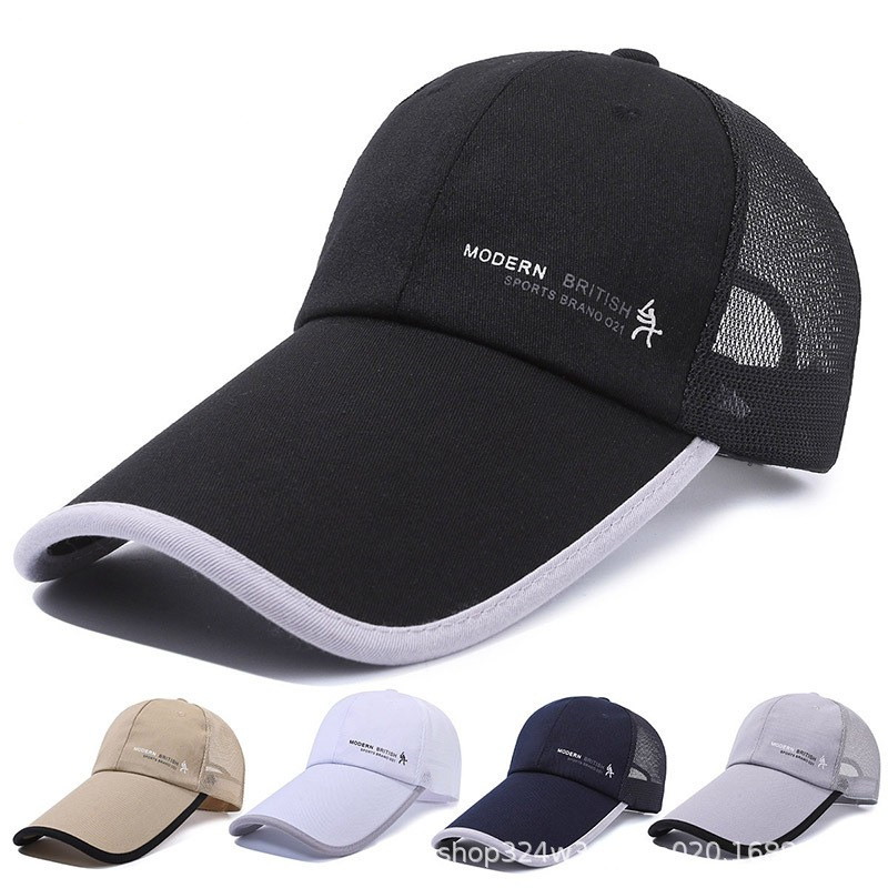 加长帽檐14cm加宽棒球帽刺绣logo鸭舌帽休闲户外遮阳钓鱼帽子印花