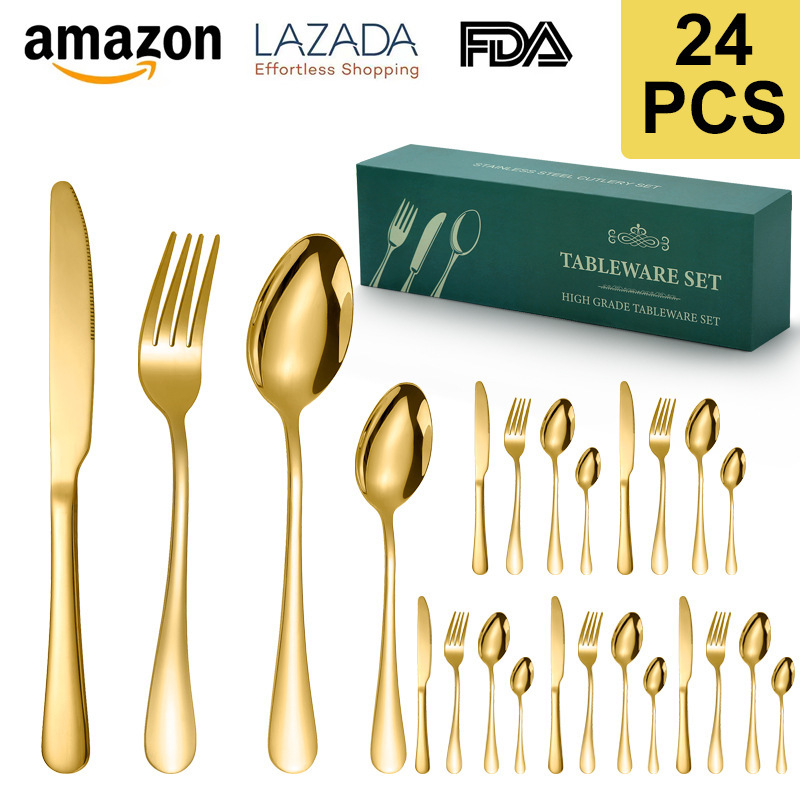 Manufacturer Wholesale Stainless Steel Cutlery 1010 Knife, Fork, and Spoon Set 24-Piece Steak Knife, Fork, and Spoon Cross-Border Western Tableware Manufacturer Wholesale Stainless Steel Cutlery 1010 Knife, Fork, and Spoon Set 24-Piece Steak Knife, Fork, and Spoon Cross-Border Western Tableware