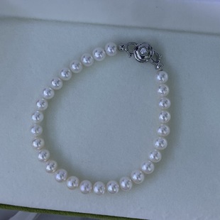 5-6mm Natural Freshwater Round Pearl Bracelet with Strong Light, Fine and Slight Flaws, S925 Sterling Silver Flower Buckle, Simple and High-End Hand Jewelry