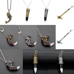 墓のノートの周辺の金属は蛇の眉の銅の魚の兵を飾ってシャベルを切って金のシンボルの竜のキーホルダーのネックレスを触ってみます。