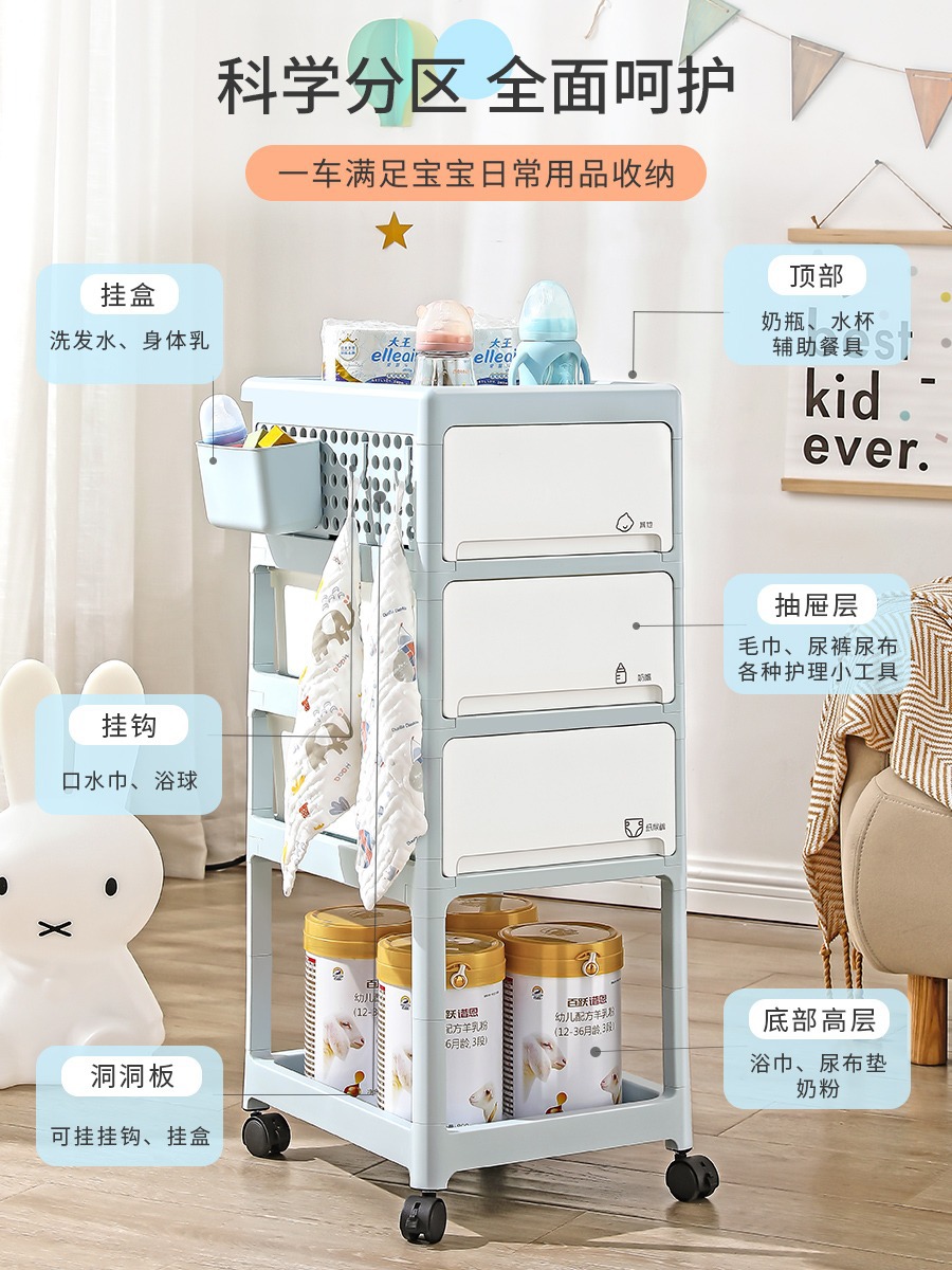 Children's trolley for new born for boxes, milk powder for bed for bedroom, storage system 2
