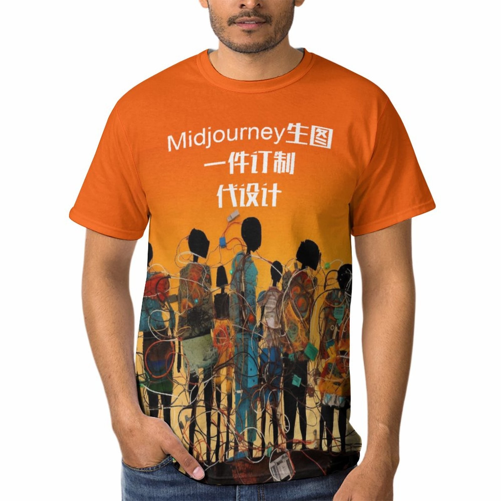 177 男士短袖3D全幅印花T恤创意设计Midjourney AI代生图一件设计