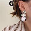 Advanced metal matte retro small design earrings, french style, high-quality style, light luxury style