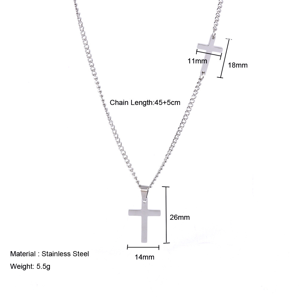 Titanium Steel Hip-Hop Cross Polishing Pendant Necklace display picture 1