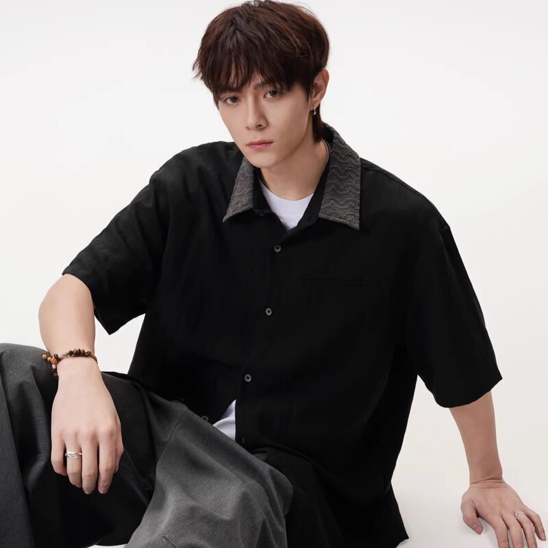 2026 New Style Old Money Style Collared Shirt Short-Sleeve Unisex Cardigan T-Sleeve Jacket Relaxed Casual Half-Sleeve Top 2026 New Style Old Money Style Collared Shirt Short-Sleeve Unisex Cardigan T-Sleeve Jacket Relaxed Casual Half-Sleeve Top