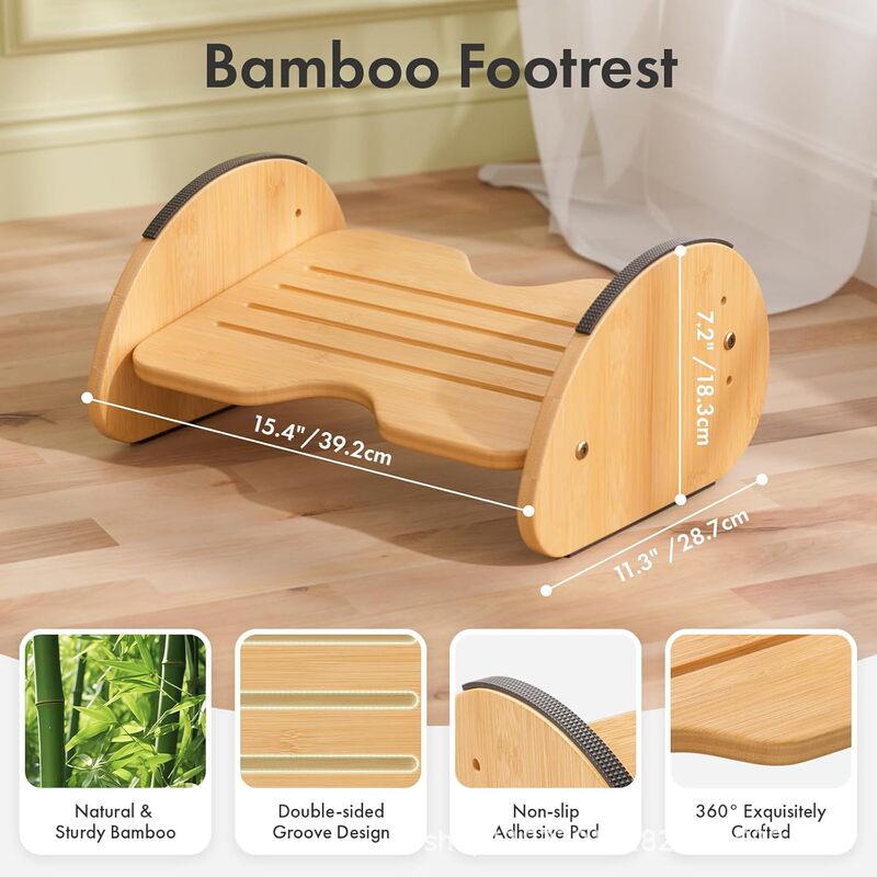 Cross-Border Wooden Footstool under Desk Swing Footstool Solid Wood Home Sofa Foot Couch Non-Slip Adjustable Footrest