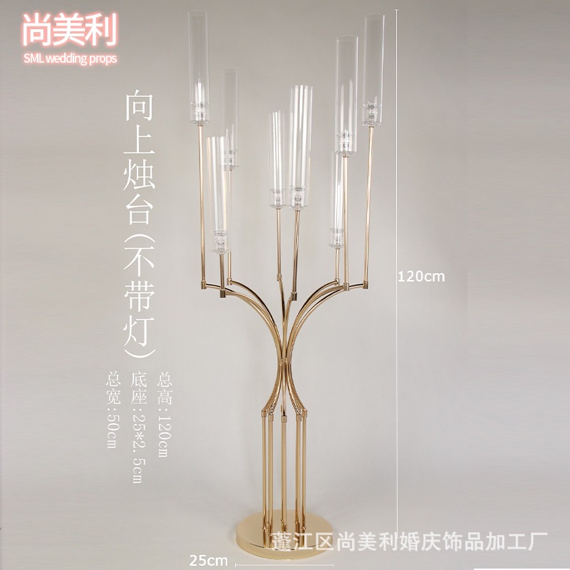 Decoración de candelabro de galvanoplastia de hierro forjado decoración hueca de boda hotel al aire libre decoración de escenario de flores de mesa de boda