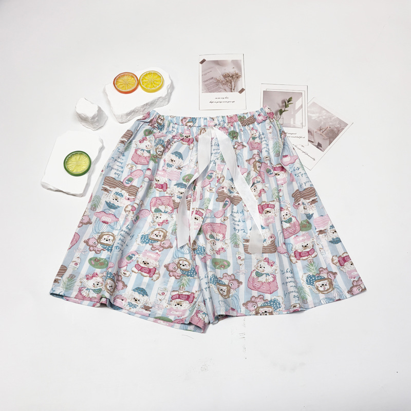 45 pantalones cortos de seda de algodón de verano delgados pijamas transpirables de algodón sintético ultra corto ropa de casa de gran tamaño de playa para mujeres