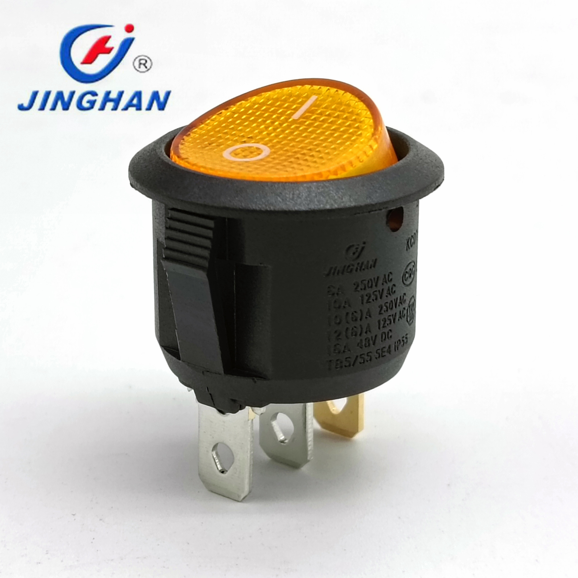 晶瀚 JINGHAN 三脚带灯翘板开关 带灯圆形开关 KCD1-201N